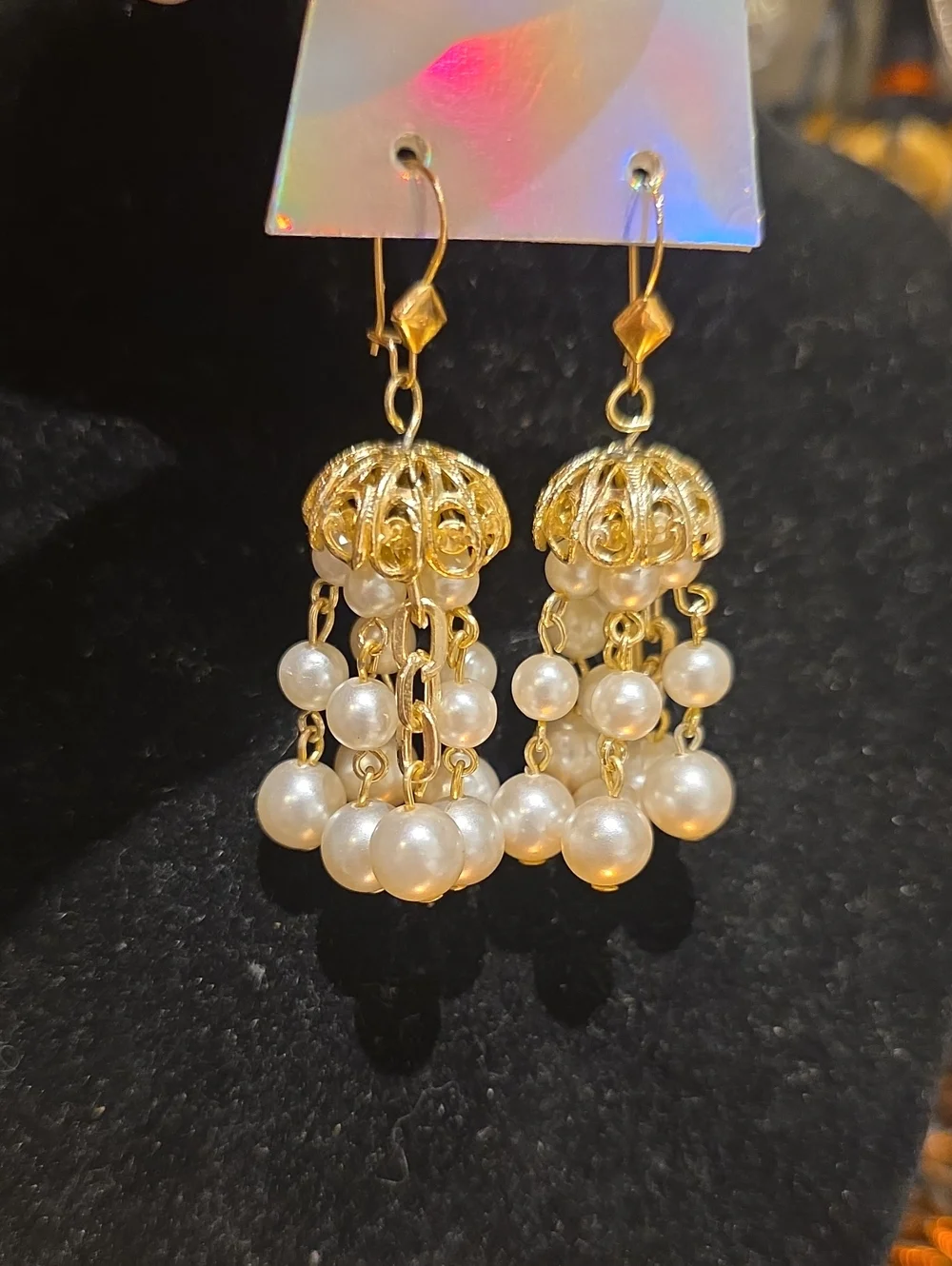 Sarah Coventry Gold-Tone Pearl Tassel Earrings